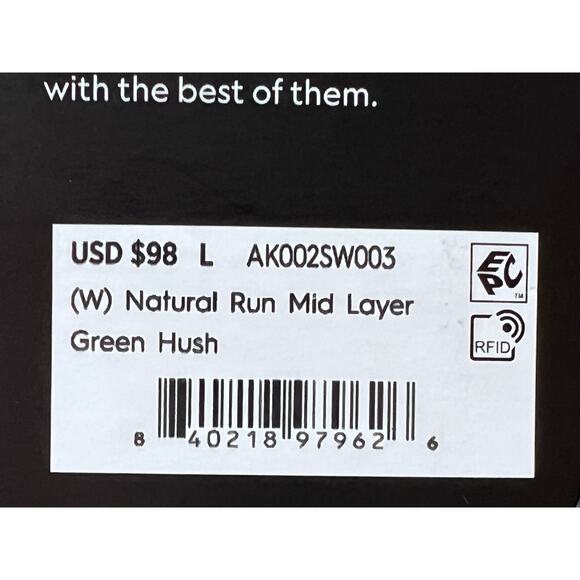 Allbirds Top Wmns Large Quarter Zip Pullover Sweatshirt Mid Layer Run Green NEW - Picture 11 of 12